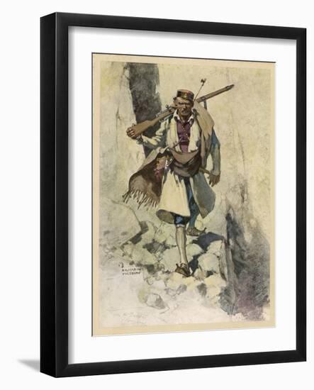 Soldier of Montenegro (Balkans) Fighting the Austrians During World War One-Hoffmann Von Vestenhof-Framed Art Print