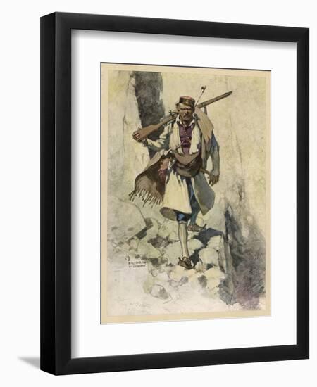 Soldier of Montenegro (Balkans) Fighting the Austrians During World War One-Hoffmann Von Vestenhof-Framed Art Print