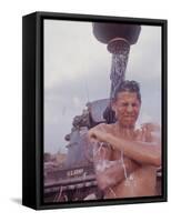 Soldier of the 11th Armored Regiment in Vietnam Taking a Shower-Co Rentmeester-Framed Stretched Canvas