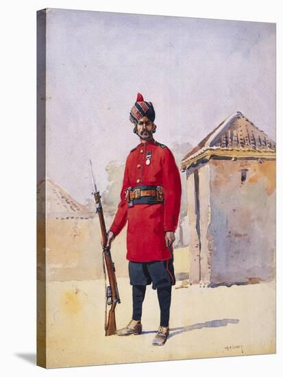 Soldier of the 22nd Punjabis Awan of Shahpur, Illustration for 'Armies of India' by Major G.F.…-Alfred Crowdy Lovett-Stretched Canvas
