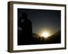 Soldier of the Afghan National Army Drinks Tea at Sunset in Kabul, Afghanistan-null-Framed Photographic Print