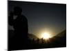 Soldier of the Afghan National Army Drinks Tea at Sunset in Kabul, Afghanistan-null-Mounted Photographic Print