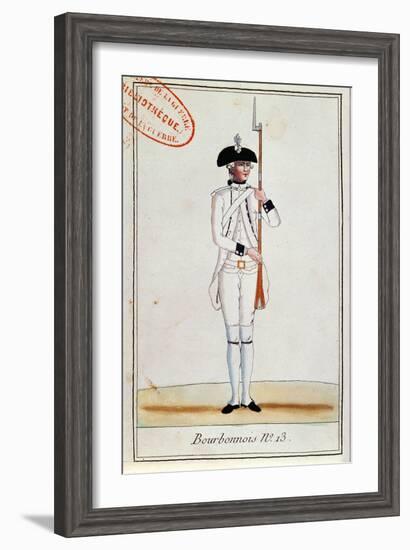 Soldier of the Regiment de Bourbonnois, c.1780-null-Framed Giclee Print