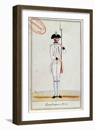 Soldier of the Regiment de Bourbonnois, c.1780-null-Framed Giclee Print