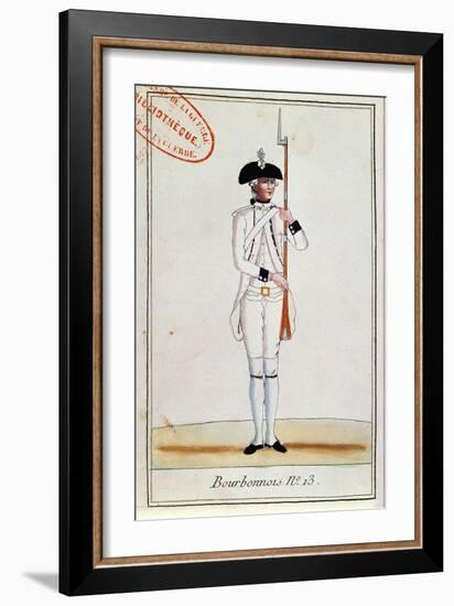 Soldier of the Regiment de Bourbonnois, c.1780-null-Framed Giclee Print