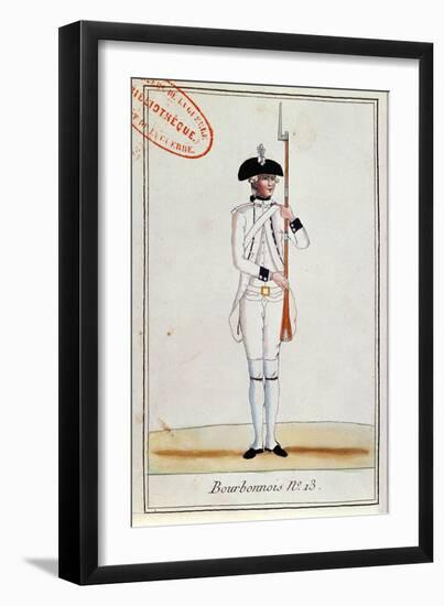 Soldier of the Regiment de Bourbonnois, c.1780-null-Framed Giclee Print