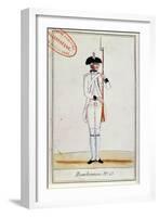 Soldier of the Regiment de Bourbonnois, c.1780-null-Framed Giclee Print
