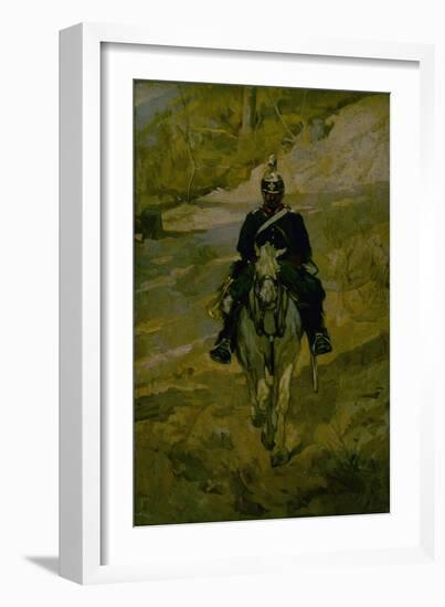 Soldier on Horseback-Giovanni Fattori-Framed Art Print