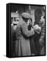 Soldier Passionately Kissing His Girlfriend While Saying Goodbye in Pennsylvania Station-Alfred Eisenstaedt-Framed Stretched Canvas