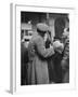 Soldier Passionately Kissing His Girlfriend While Saying Goodbye in Pennsylvania Station-Alfred Eisenstaedt-Framed Photographic Print