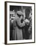 Soldier Passionately Kissing His Girlfriend While Saying Goodbye in Pennsylvania Station-Alfred Eisenstaedt-Framed Photographic Print