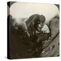 Soldier Receiving First Aid from a Sergeant in a Sap, Battle of Peronne, World War I, 1914-1918-null-Stretched Canvas