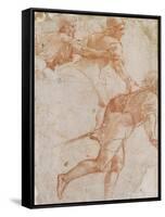 Soldier Running to the Right and Two Mounted Horsemen Their Arms Outstretched-Raphael-Framed Stretched Canvas