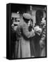 Soldier Saying Farewell to His Lady Friend at Penn Station-Alfred Eisenstaedt-Framed Stretched Canvas