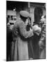 Soldier Saying Farewell to His Lady Friend at Penn Station-Alfred Eisenstaedt-Mounted Photographic Print