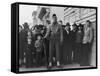 Soldier Standing Guard of Japanese American Citizens Awaiting Transport to Relocation Camps-Dorothea Lange-Framed Stretched Canvas