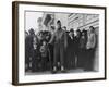 Soldier Standing Guard of Japanese American Citizens Awaiting Transport to Relocation Camps-Dorothea Lange-Framed Photographic Print