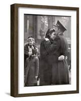 Soldier Tenderly Kissing His Girlfriend's Forehead as She Embraces Him While Saying Goodbye-Alfred Eisenstaedt-Framed Photographic Print