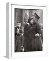 Soldier Tenderly Kissing His Girlfriend's Forehead as She Embraces Him While Saying Goodbye-Alfred Eisenstaedt-Framed Photographic Print