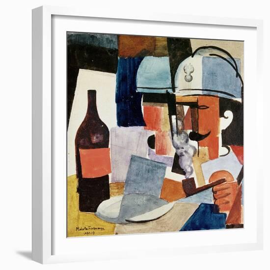 Soldier with Pipe and Bottle-Roger de La Fresnaye-Framed Giclee Print