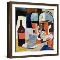 Soldier with Pipe and Bottle-Roger de La Fresnaye-Framed Giclee Print