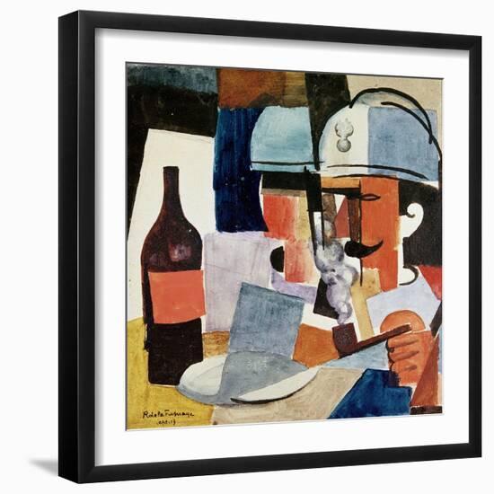 Soldier with Pipe and Bottle-Roger de La Fresnaye-Framed Giclee Print
