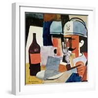 Soldier with Pipe and Bottle-Roger de La Fresnaye-Framed Giclee Print