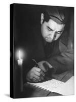 Soldier Writing in a Diary-George Strock-Stretched Canvas