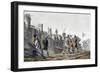 Soldiers and artillery of the 15th century besieging a walled town, 19th century-Unknown-Framed Giclee Print