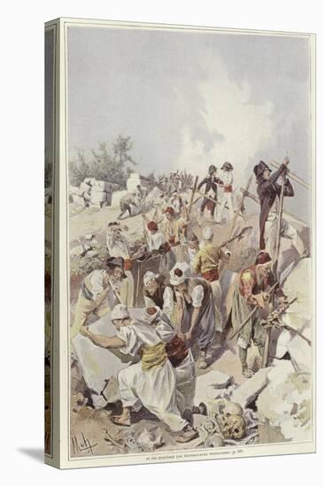 Soldiers and Civilians Building a Barricade-Felicien Baron De Myrbach-rheinfeld-Stretched Canvas