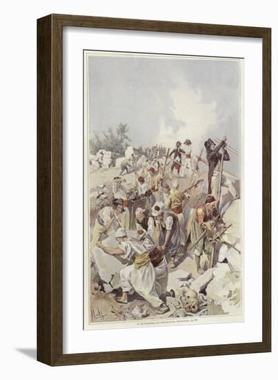 Soldiers and Civilians Building a Barricade-Felicien Baron De Myrbach-rheinfeld-Framed Giclee Print