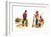 Soldiers and Farmer-Richard Simkin-Framed Art Print