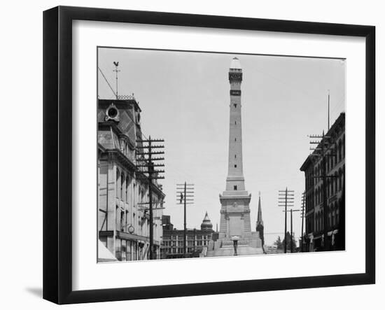 Soldiers and Sailors Monument during Construction in Indianapolis-null-Framed Premium Photographic Print