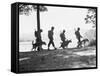 Soldiers and their Dogs Walking along the Shore-null-Framed Stretched Canvas