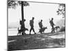 Soldiers and their Dogs Walking along the Shore-null-Mounted Photographic Print