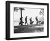 Soldiers and their Dogs Walking along the Shore-null-Framed Photographic Print