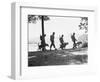 Soldiers and their Dogs Walking along the Shore-null-Framed Photographic Print