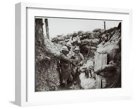 Soldiers Eating in an Advanced Post in the Champagne Region, 1916-Jacques Moreau-Framed Photographic Print