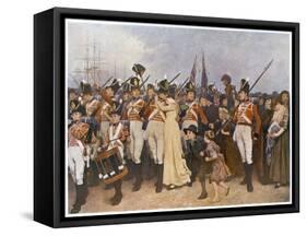 Soldiers Embarking for the Napoleonic Wars: The Girl I Left Behind Me-Charles Green-Framed Stretched Canvas