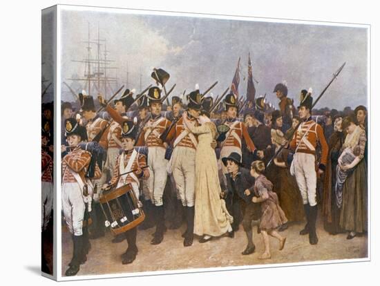Soldiers Embarking for the Napoleonic Wars: The Girl I Left Behind Me-Charles Green-Stretched Canvas