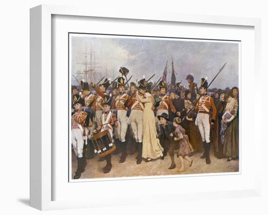 Soldiers Embarking for the Napoleonic Wars: The Girl I Left Behind Me-Charles Green-Framed Art Print