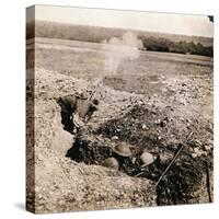 Soldiers Firing their Weapons from Trenches-null-Stretched Canvas