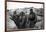 Soldiers in a Trench Wearing a Gas Mask and Oxygen Supply in Nieuwpoort, 1915-Jacques Moreau-Framed Photographic Print