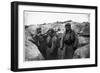 Soldiers in a Trench Wearing a Gas Mask and Oxygen Supply in Nieuwpoort, 1915-Jacques Moreau-Framed Photographic Print