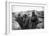 Soldiers in a Trench Wearing a Gas Mask and Oxygen Supply in Nieuwpoort, 1915-Jacques Moreau-Framed Photographic Print