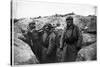 Soldiers in a Trench Wearing a Gas Mask and Oxygen Supply in Nieuwpoort, 1915-Jacques Moreau-Stretched Canvas