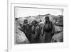 Soldiers in a Trench Wearing a Gas Mask and Oxygen Supply in Nieuwpoort, 1915-Jacques Moreau-Framed Photographic Print