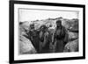 Soldiers in a Trench Wearing a Gas Mask and Oxygen Supply in Nieuwpoort, 1915-Jacques Moreau-Framed Photographic Print