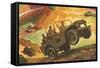 Soldiers in Jeeps-null-Framed Stretched Canvas