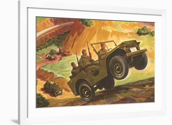 Soldiers in Jeeps-null-Framed Art Print